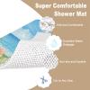 Non-Slip Shower Mat with Drainage, 80 x 100 cm, PVC Loofah Texture, Quick-Drying, Light Blue/Pink view 3