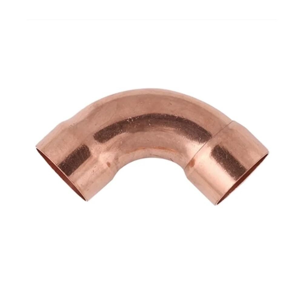 Copper Long-Radius 90° Elbow Coupler for Air Conditioners, 1/2" 3/4" 1" and 12.7–67 mm ID, 28.6 mm ID, 1.0 mm Wall