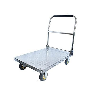 Heavy-Duty Stainless Steel Platform Cart with Foldable Handle