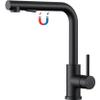FORIOUS Kitchen Faucet with Pull-Down Magnetic Sprayer, 2 Spray Modes, 360° Rotation, L-Shaped Stainless Steel, Matte Black view 1