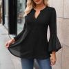 Women's Glitter Sequin Blouse, V-Neck Tunic Top with Long or Short Sleeves view 2