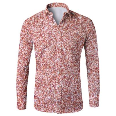 Generic Men's Carnival Shirt with Shiny Print, Long Sleeves (XXXL)