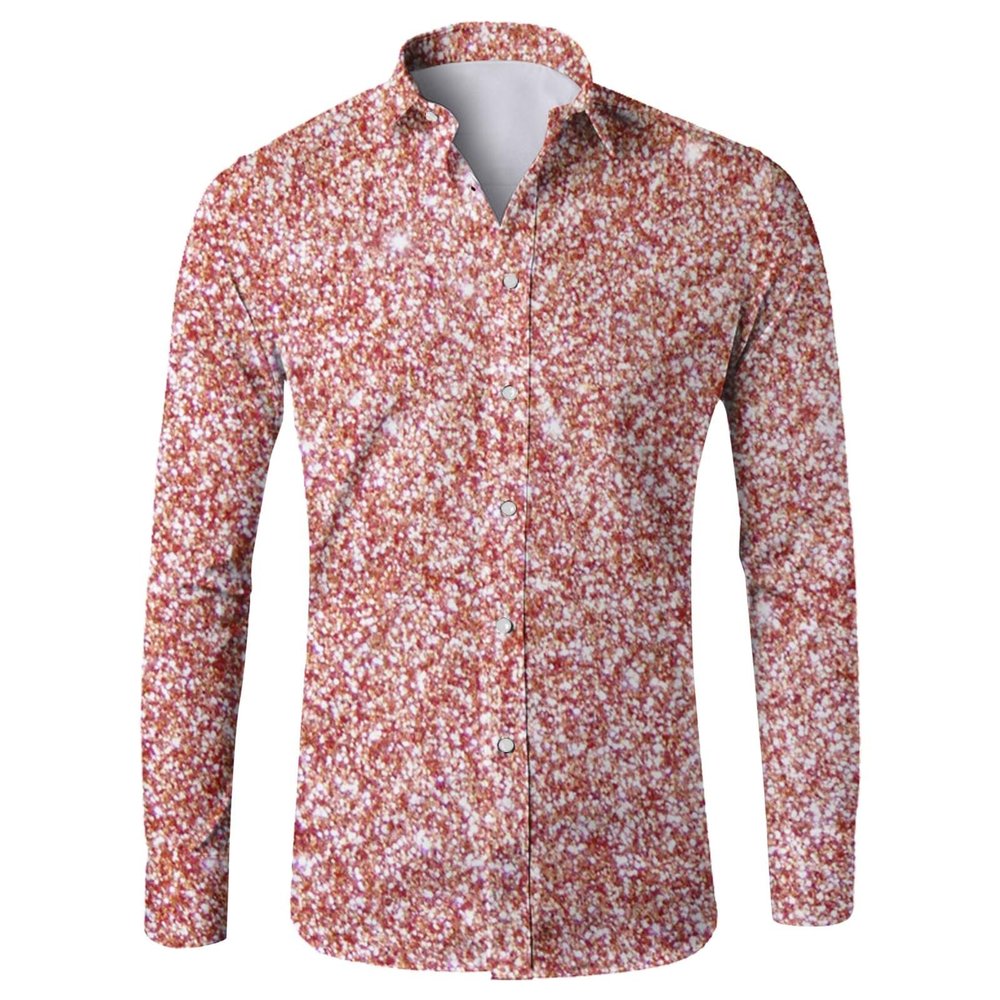 Generic Men's Carnival Shirt with Shiny Print, Long Sleeves (XXXL)