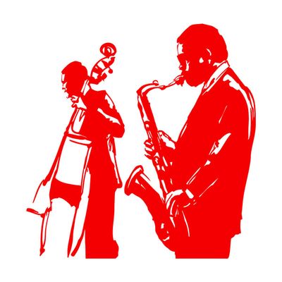 Paper Wall Sticker Jazz Band Saxophone Musical Instrument 36 x 36.8 cm, Red
