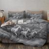 JEDTAKCT 3D Horse Grassland Mountains Bedding Set, 135 x 200 cm, Anthracite Gray, 2-Piece view 3