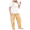 Duohropke Women's Summer Pajama Set, Long T-Shirt and Striped Short-Sleeve Pajama Pants, Crew Neck, Oversized Two-Piece Loungewear Set, Elegant Nightwear view 1