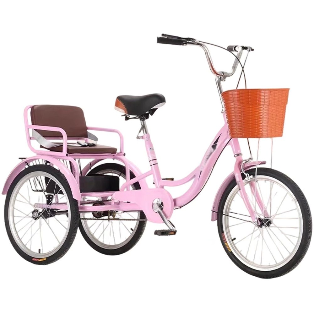 Adult Tricycle with Dual Brakes, Passenger Seat and Cargo Storage