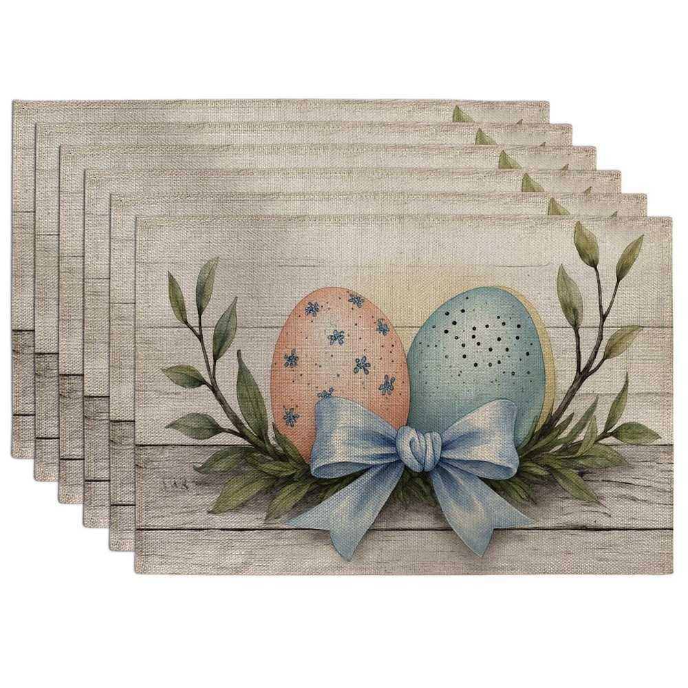 Rustic Vintage Easter Egg Placemats, Set of 6