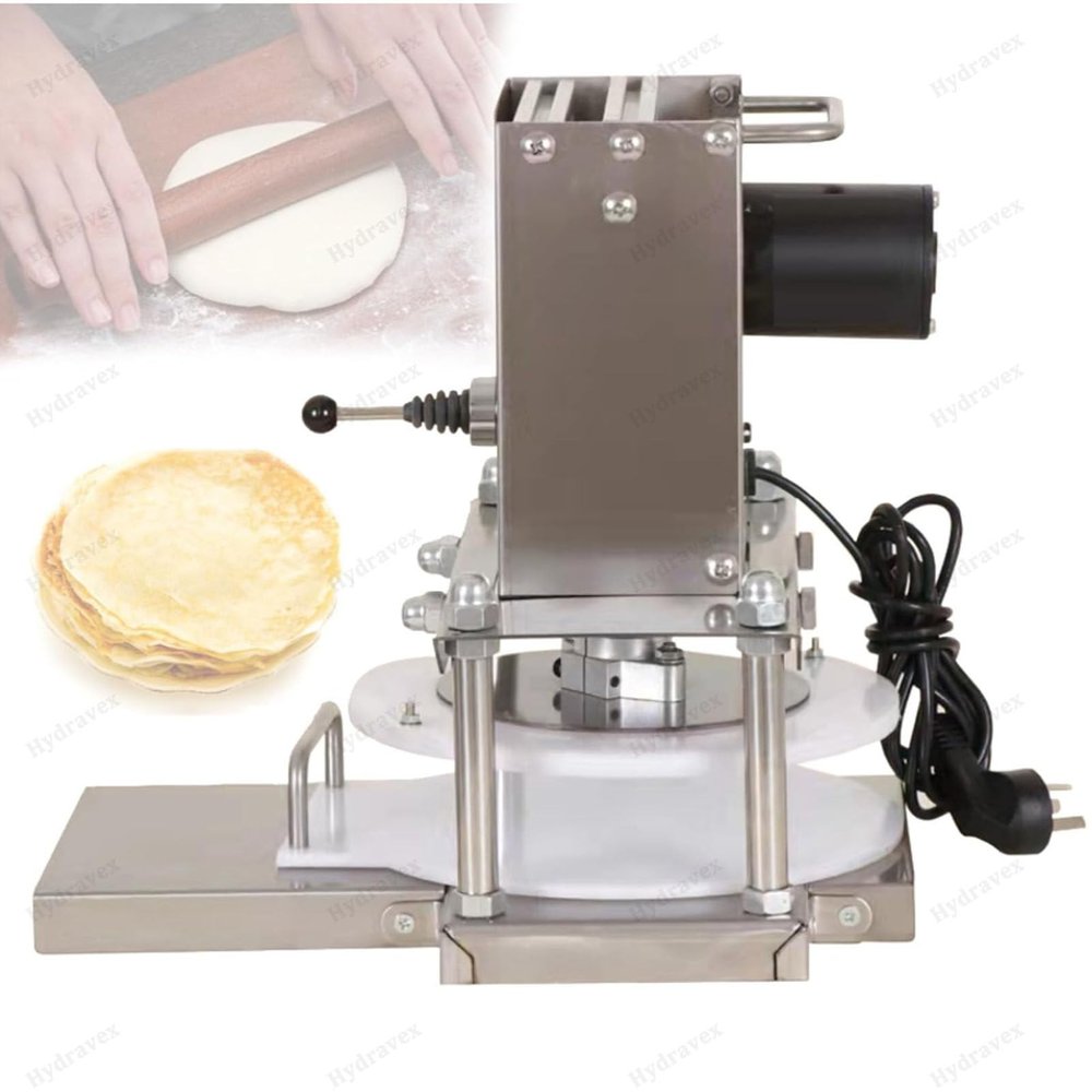 Electric Dough Press for Pizza and Tortilla Making, Commercial-Grade Tool for Efficient Dough Rolling and Pastry Preparation
