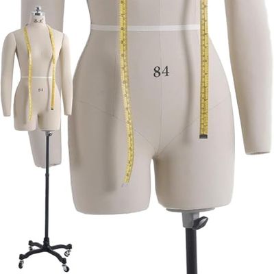 Pinnable Dress Form with Adjustable Arms and Wheels for Sewing