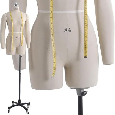 Pinnable Dress Form with Adjustable Arms and Wheels for Sewing