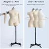Pinnable Dress Form with Adjustable Arms and Wheels for Sewing view 3