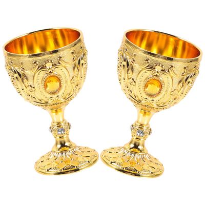 PLAFOPE 2-Piece Small Aluminum Alloy Wine Glasses, European Retro Style, Reusable and Easy to Clean