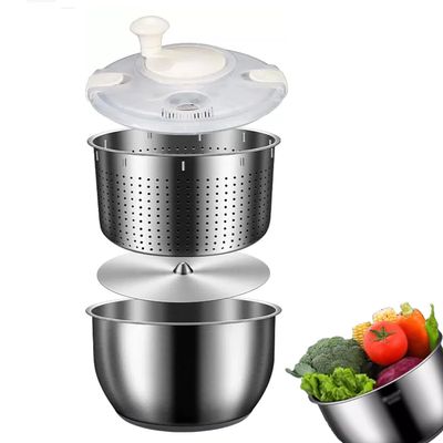 Stainless Steel Salad Spinner and Dryer, 6 L, Dishwasher Safe