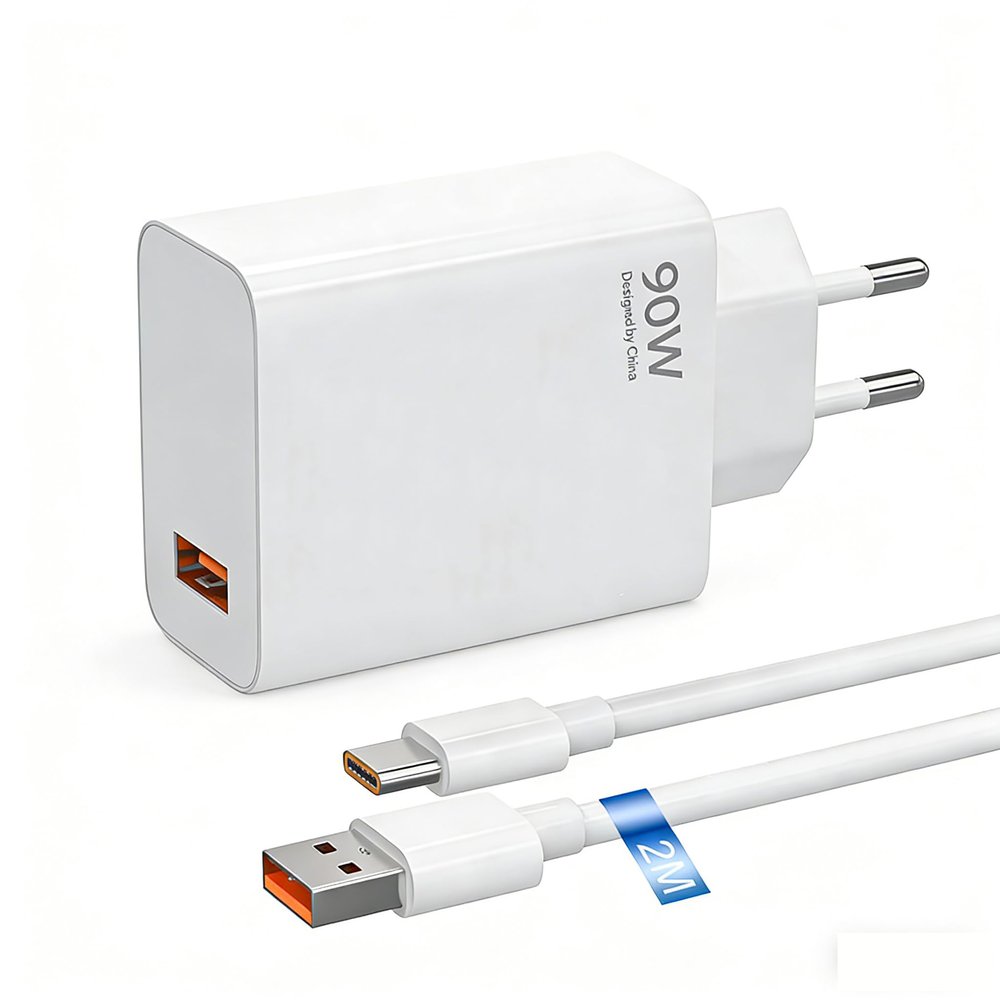 90W Fast Charger Power Adapter with 2m Cable for Xiaomi Phones