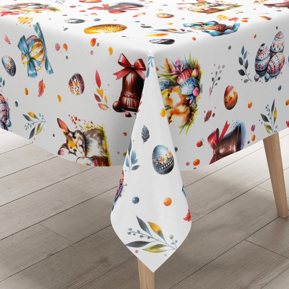 KEVKUS C142351 Easter Oilcloth Tablecloth with Bunny and Egg Design