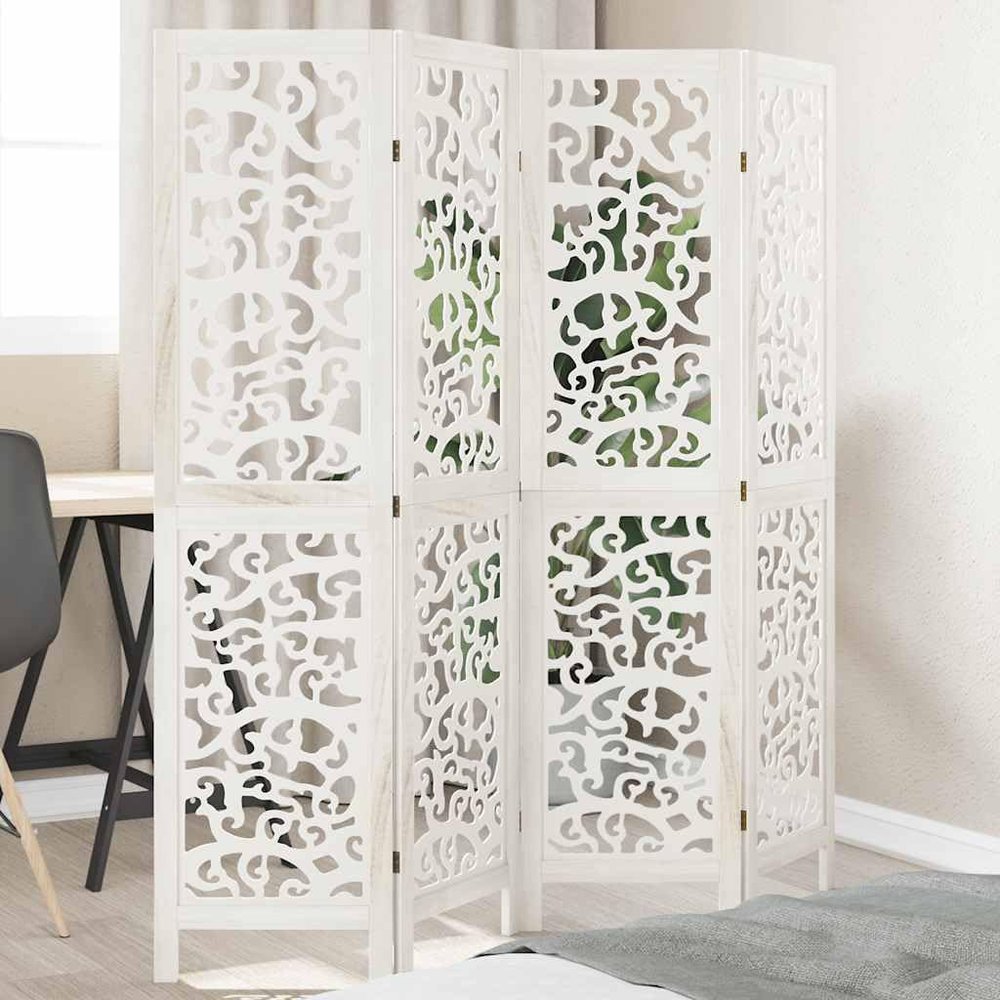 Xhnifbn Weier Paulownia Wood Room Divider 140-145 x 160 cm, 4-Panel Folding Screen