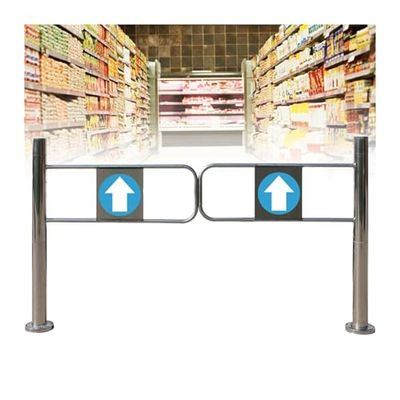 Self-Closing Safety Gate for Warehouse and Supermarket Entrances, Universal Metal Swing Gate with 90° One-Way Access Control