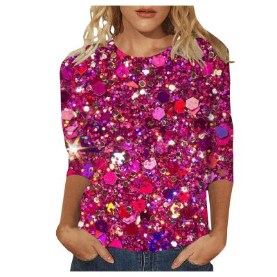 Women's 3/4-Sleeve Sequin Carnival Tunic Top