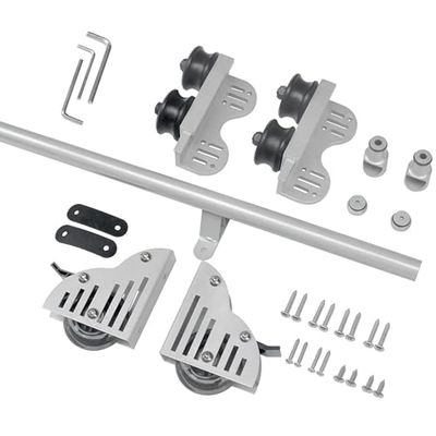 Sliding Door Set, 1 m–8 m, Rolling Library Ladder Hardware Kit, Rail Set, Telescoping Roller, Lower Brake Roller, Silver Finish