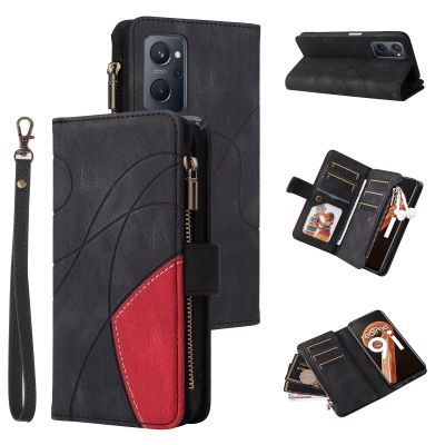 xinyunew Phone Case for Oppo Realme 9i/A36/A76, Leather Wallet Flip Case with 9 Card Slots, Magnetic Closure and Stand Function, Black