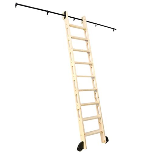Sliding Ladder Hardware Set, 90 cm–6 m Rail System, Black Steel Round-Tube Rollers