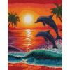 XDEGHUANGSS Latch Hook Kit, Two Dolphins at Sunset, 80 x 115 cm view 1