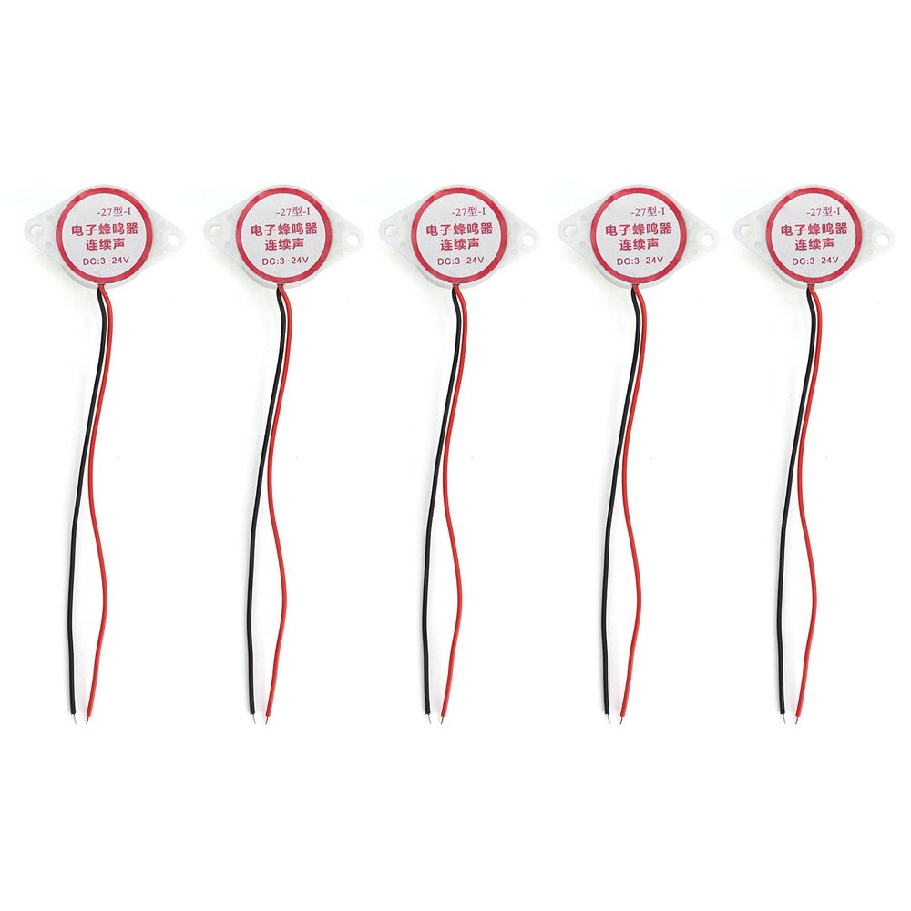 5-Piece 95 dB Piezo Active Buzzer, Continuous Tone, DC 3–24 V, White