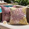 Jayusaror 2-Pack Outdoor Pillow Covers, 18 x 18 in, Pink and Gold Dahlia Floral view 1