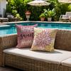 Jayusaror 2-Pack Outdoor Pillow Covers, 18 x 18 in, Pink and Gold Dahlia Floral view 2