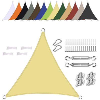 Waterproof Equilateral Triangle Sun Shade Sail 5 x 5 x 5 m, UV Protection, Beige