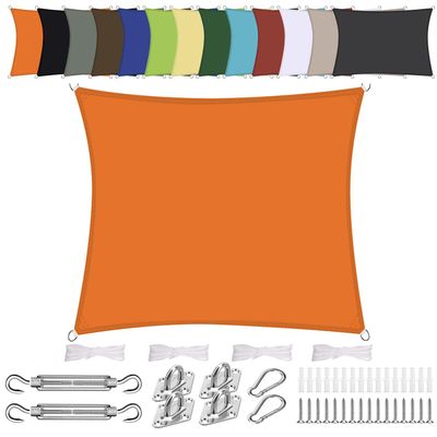Waterproof Square Sun Shade Sail 6.6 x 6.6 m, Orange