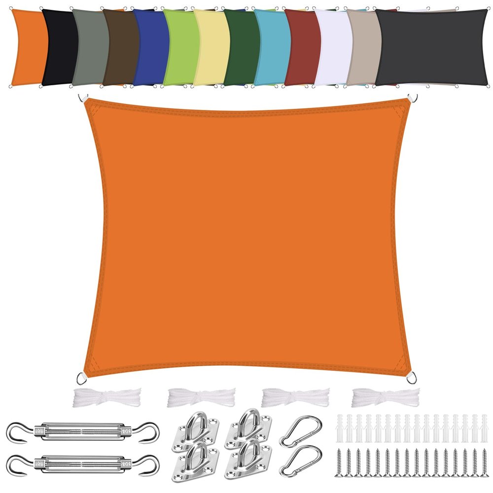 Waterproof Square Sun Shade Sail 6.6 x 6.6 m, Orange