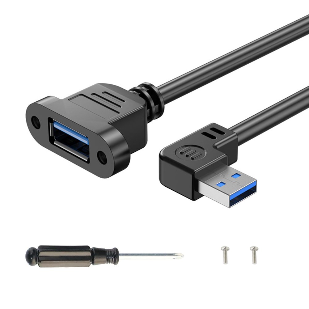 MejaRizon USB 3.0 Panel-Mount Extension Cable, USB-A Male to Female, 5 Gbps, with Screwdriver