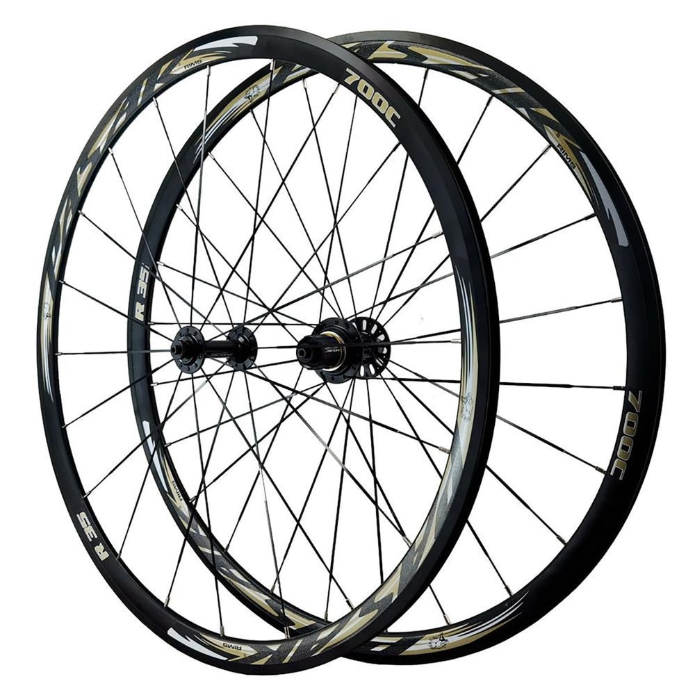 WIQUYBML 700C Road Bike Wheelset with C/V Brakes, Quick Releases, Flat Spokes, 20/24 Holes, Hubs for 8/9/10/11/12-Speed Cassettes