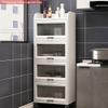 Rolling Microwave Stand, Freestanding Kitchen Cabinet and Wooden Baker’s Rack with Folding Doors view 3