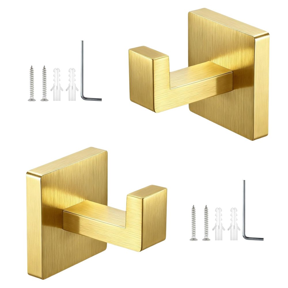 SHENGYIG 2-Pack 304 Stainless Steel Towel Hooks