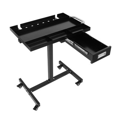 Gdetnysty Rolling Tool Cart, Mobile Workbench with Drawer, 4 Locking Casters, Steel Frame, 100 kg Capacity, H-Shaped Base, Black
