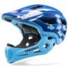 Kids' Bicycle Full-Face Helmet with Removable Chin Guard, Sky Blue Checkered Flag, S view 1