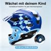 Kids' Bicycle Full-Face Helmet with Removable Chin Guard, Sky Blue Checkered Flag, S view 2