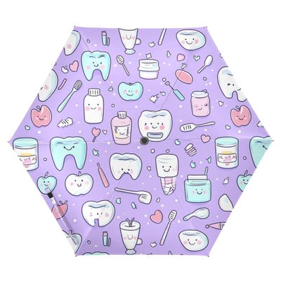 Wudan Rain Golf Umbrella, 99 cm, Lightweight, Automatic Open and Close, Purple Children's Umbrella with Cute Tooth Design