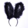 Kreeqe Playful Fluffy Bunny Ear Headband with Lace Trim, Photo Prop for Adults, for Christmas, Valentine's Day, and Winter Costume Parties (Drift, M) view 2