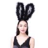 Kreeqe Playful Fluffy Bunny Ear Headband with Lace Trim, Photo Prop for Adults, for Christmas, Valentine's Day, and Winter Costume Parties (Drift, M) view 3
