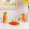 Easter Bunny Figurines with Carrots, Resin Easter Decor for Garden, Tabletop, or Office (3-Piece Set) view 4