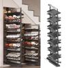 Adjustable Extendable Shoe Rack for Closets, Stackable Vertical Metal Storage, Black view 1