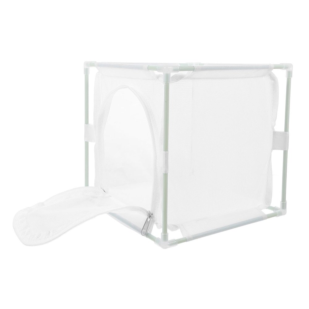 Foldable White Butterfly Cage with Zipper and Mesh
