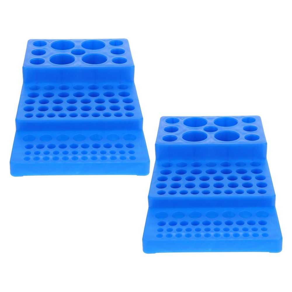 Plastic Test Tube Rack, 2-Pack, 92 Holes, Blue