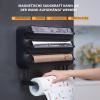 Wall-Mounted Kitchen Roll Holder, 4-Roll, No Drilling, Black view 4