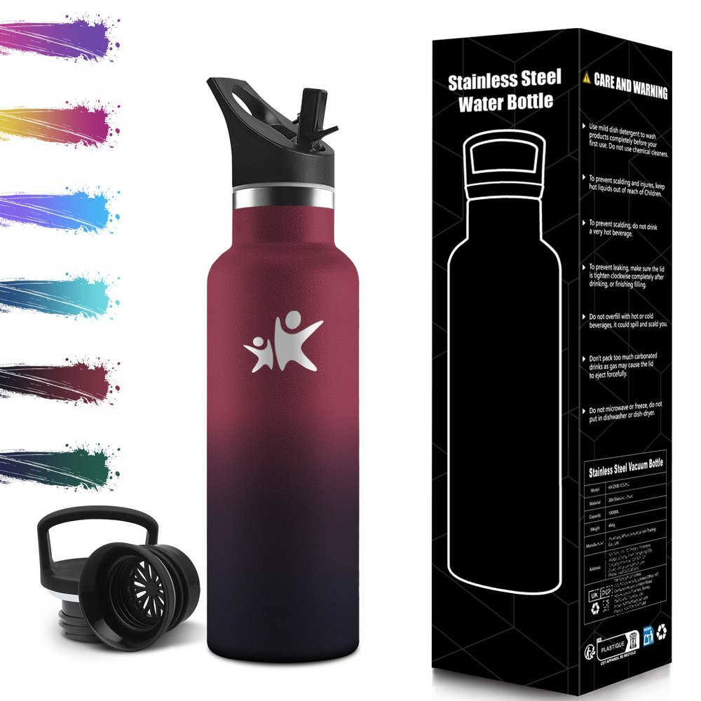500 mL Kids' 18/8 Stainless Steel Water Bottle, BPA-Free, Leakproof Insulated Bottle with Straw