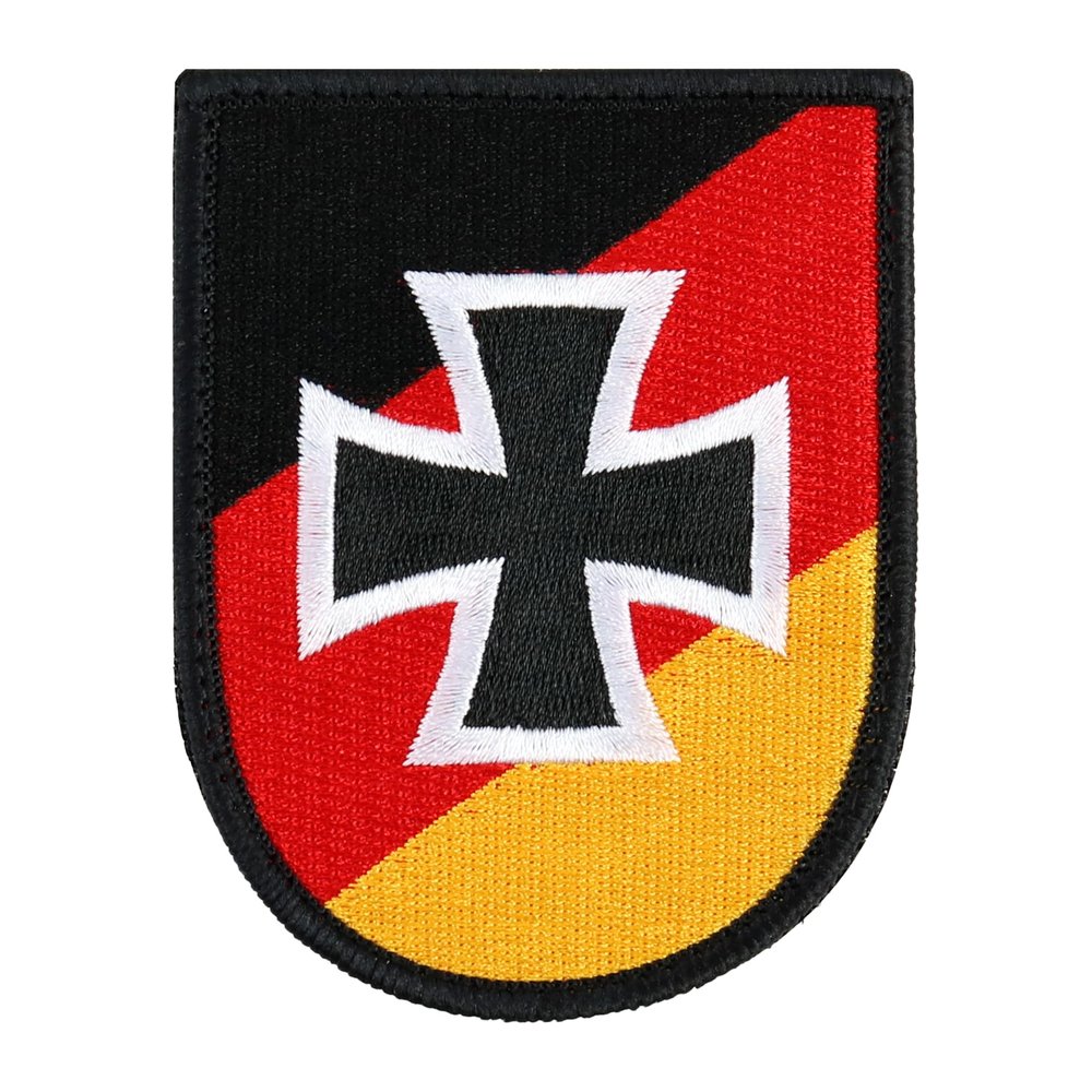 Caf Viereck Bundeswehr Reservist and Veteran Patch, Embroidered Hook-and-Loop, 7 x 9 cm, German Coat of Arms with Iron Cross